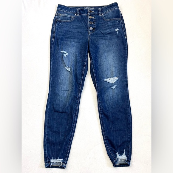 Maurices Denim - Maurices Everflex High Rise Distressed Blue Women’s Stretchy Jeans Size 10